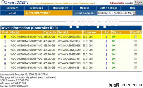 370MB/s连续读取 8块500G做RAID5测试