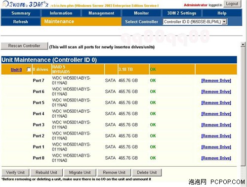 370MB/s连续读取 8块500G做RAID5测试