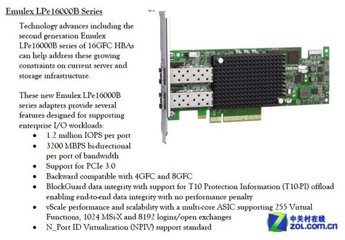 超百万次IOPS！Emulex推16GFC主机适配器