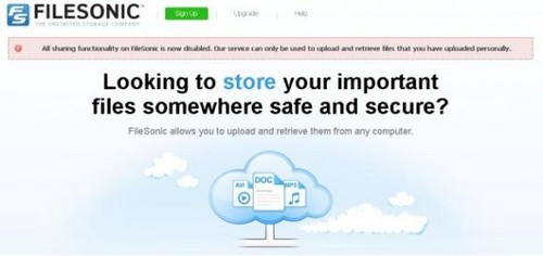 云存储网站FileSonic关闭
