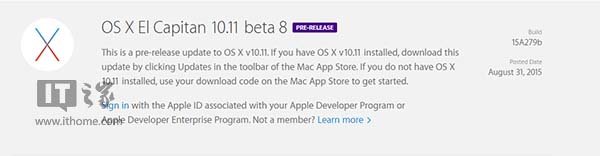 OS X El Capitan开发者版Beta 8发布